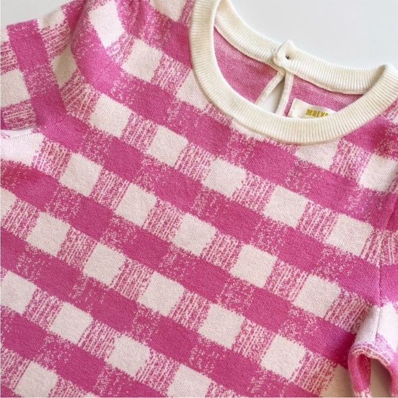 Anthropologie Maeve Jacquard Sweater 3/4 Length Sleeve Tee Checkered Crewneck - Picture 5 of 8